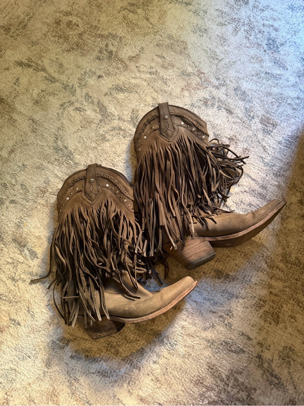 Liberty Black Fringe Western Boots in brown